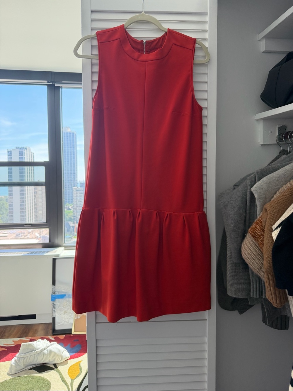 Vintage DVF Sleeveless Orange-Red Drop-Waist Shift Dress